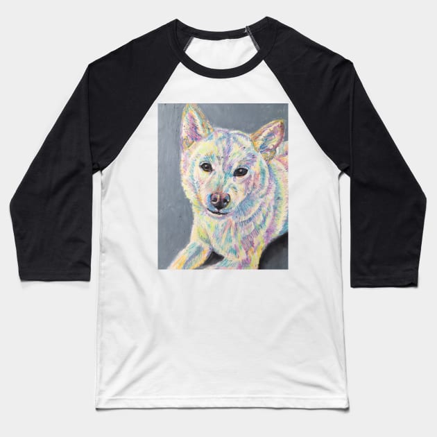 Colourful Shiba -Inu Baseball T-Shirt by Merlinsmates